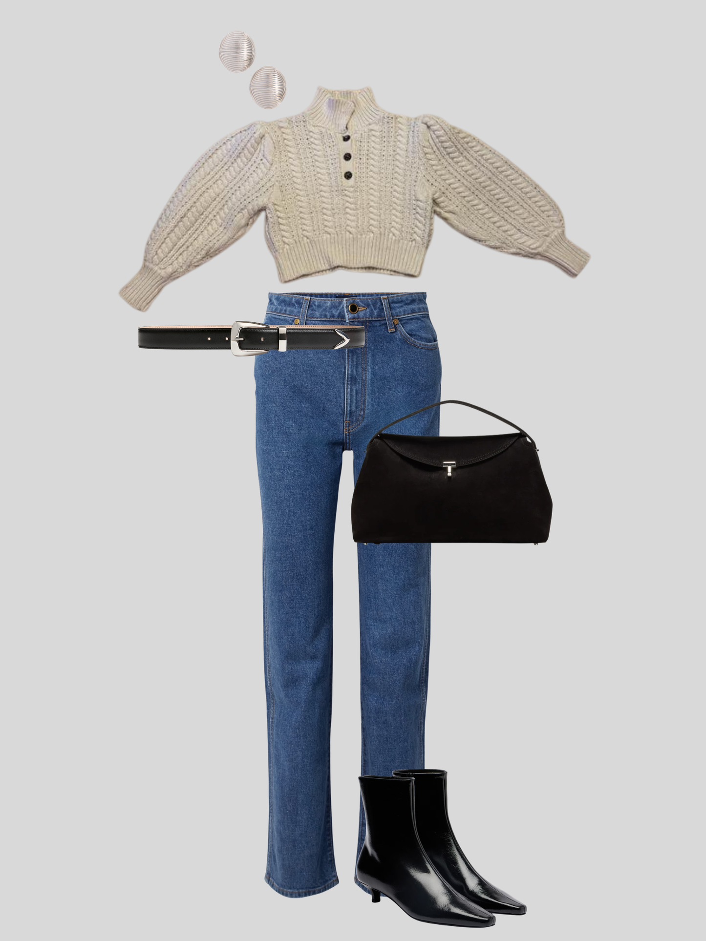 Zara Jeweled Button Cozy Cream Cable Knit Sweater